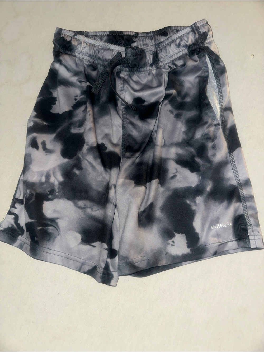 Kids Size L Athletic Works Black & Gray Tie-Dye Athletic Shorts